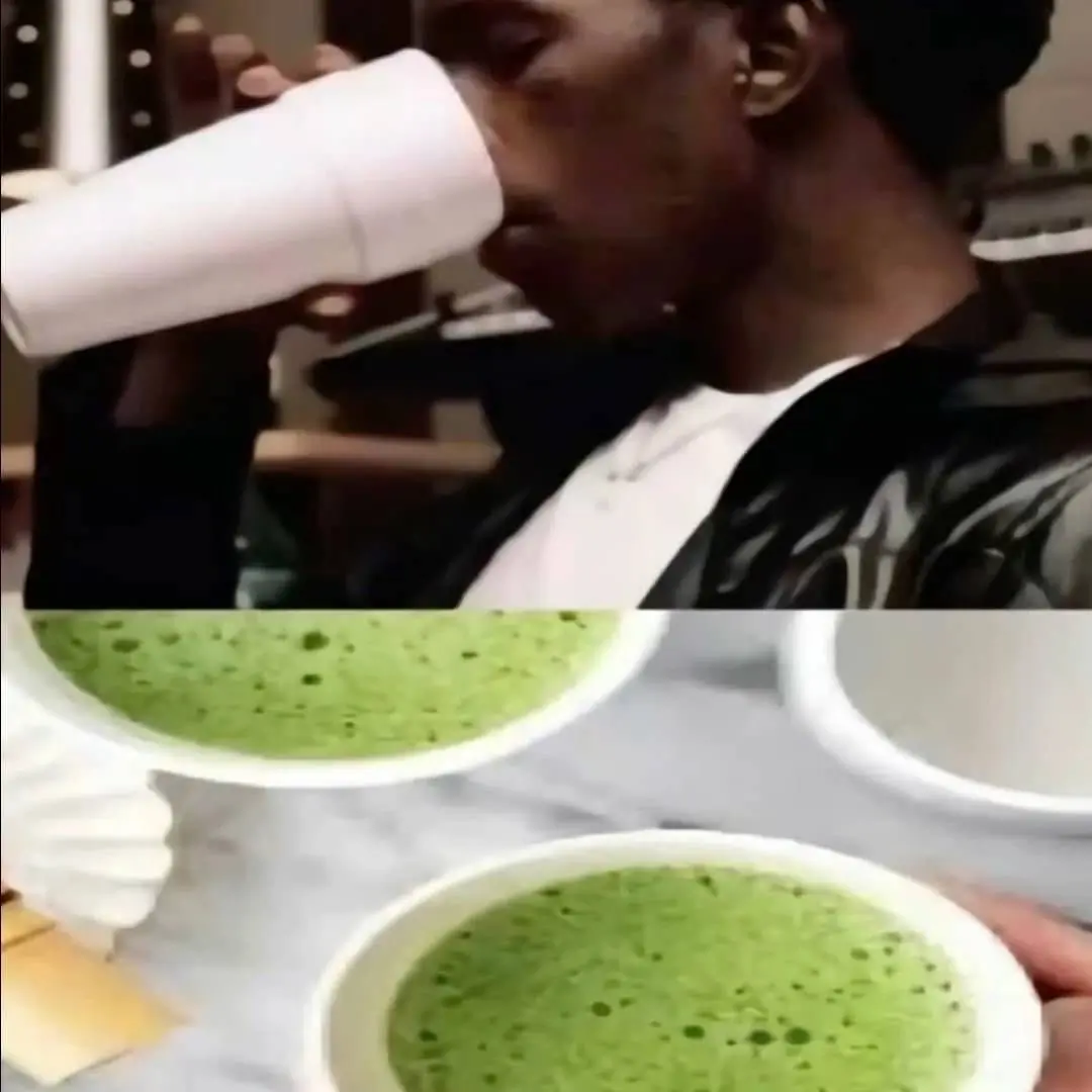 21 Savage with the double styrofoam cup of matcha latte...