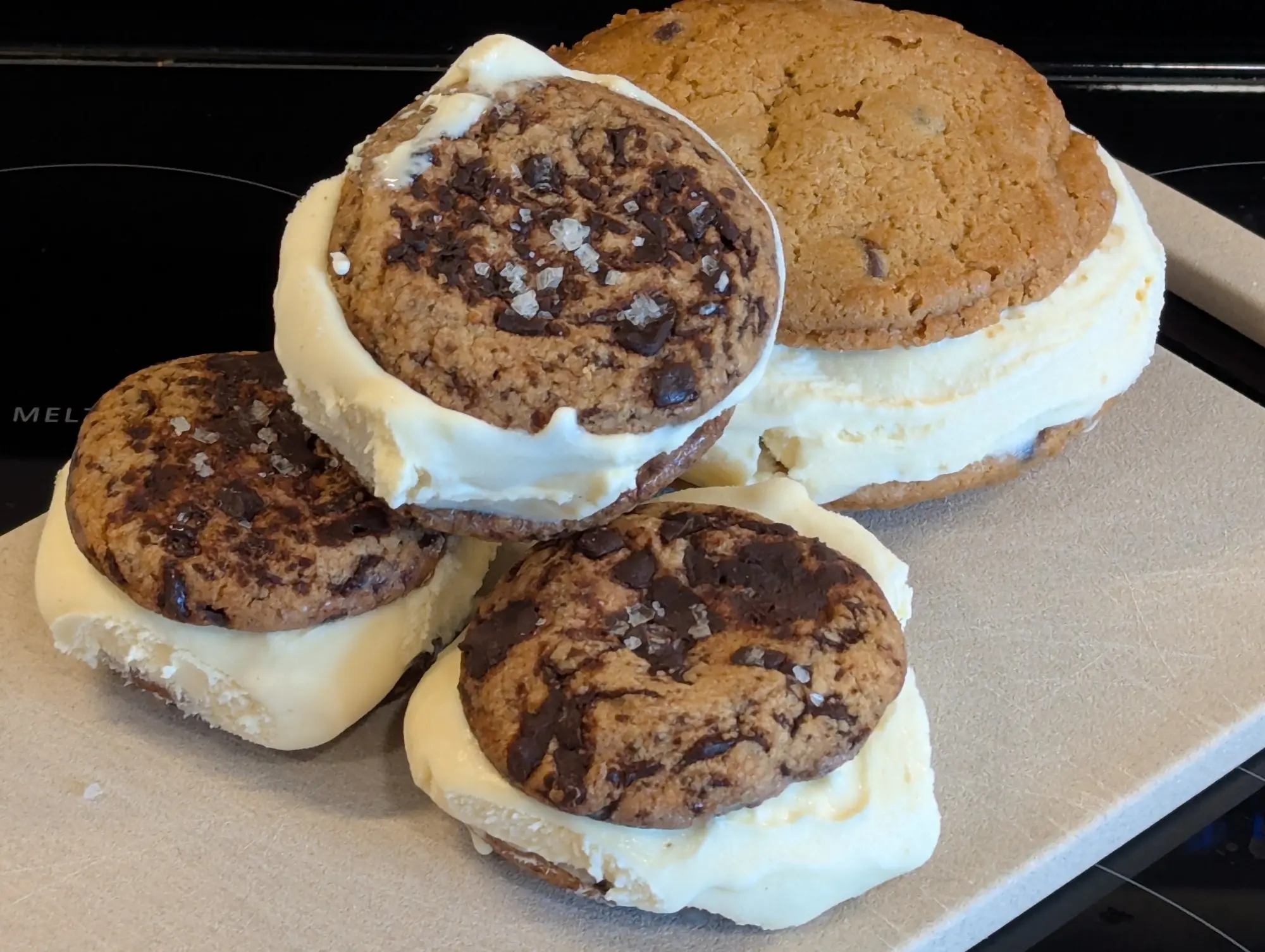 A variety of homemade ice cream sandwiches
